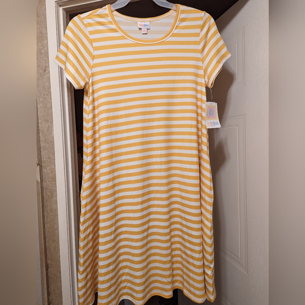 NWT Lularoe size small "Jessie" dress yellow and white striped dress NWT
